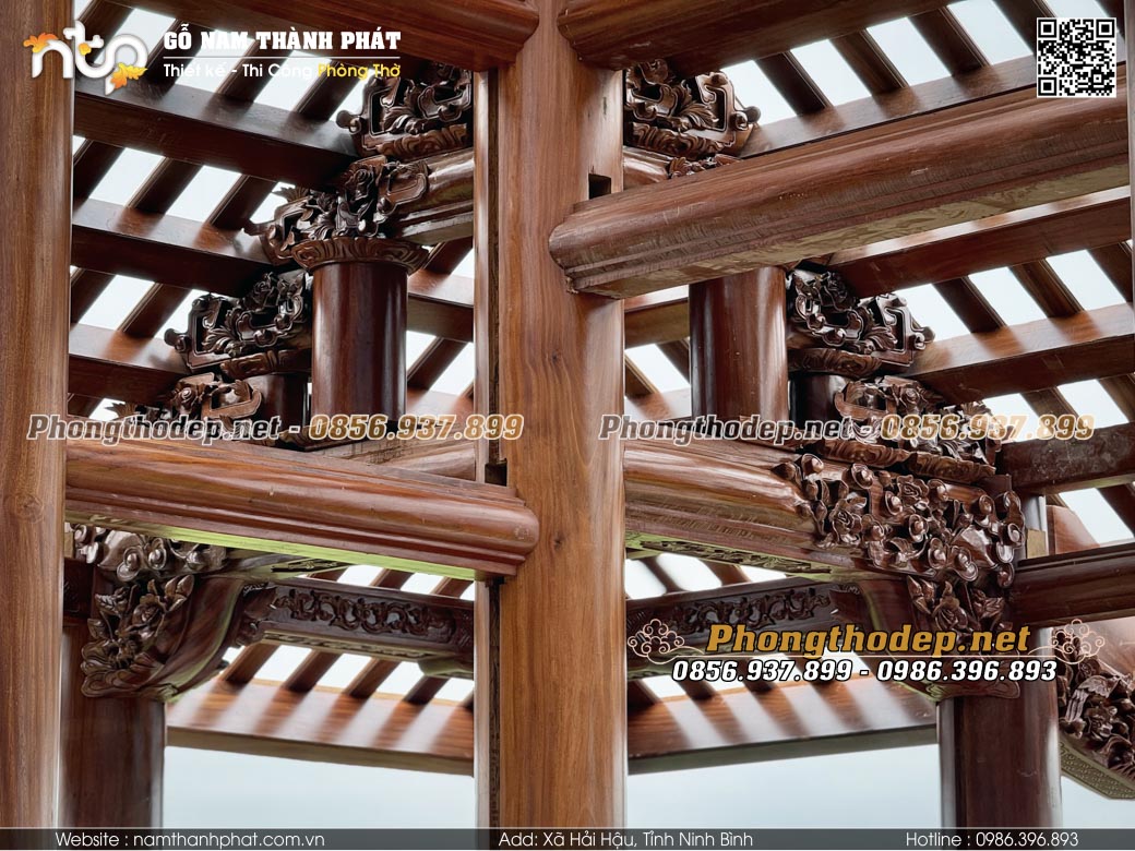 Hệ giằng níu trong kết cấu khung nhà gỗ 3 gian 2 chái